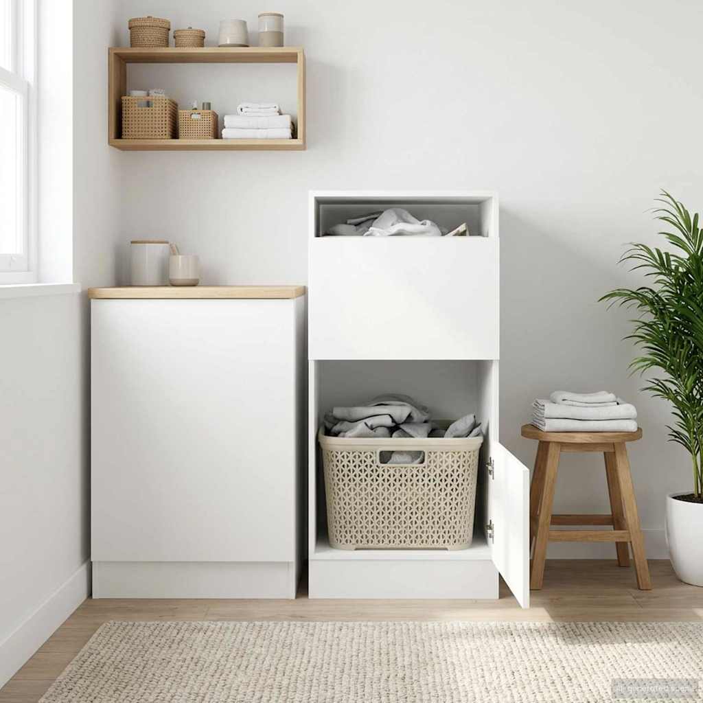 vidaXL Ντουλάπα Πλυσταριού Λευκό 50 x 68 x 102 εκ Επεξεργασμένο ξύλο