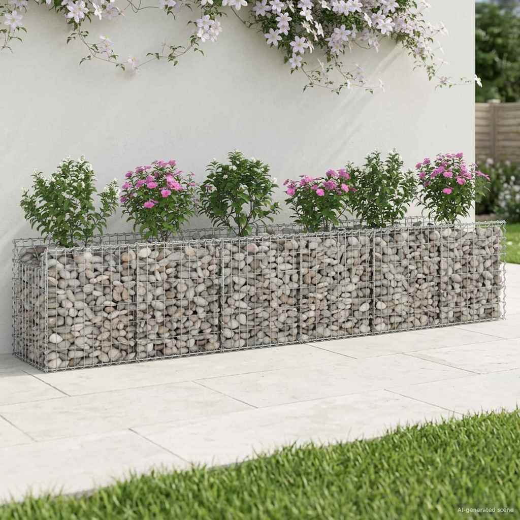 vidaXL Ανασηκωμένο κρεβάτι gabion 2 τμχ. 300 x 50 x 60 εκ Ασημί