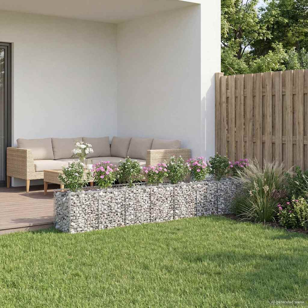 vidaXL Ανασηκωμένο κρεβάτι gabion 2 τμχ. 400 x 50 x 60 εκ Ασημί