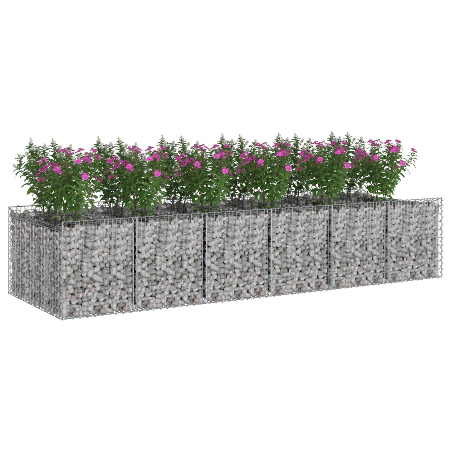 vidaXL Ανασηκωμένο κρεβάτι gabion 2 τμχ. 300 x 100 x 60 εκ Ασημί