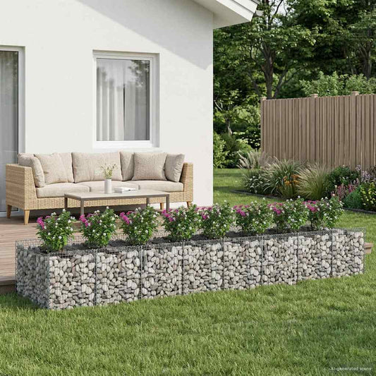 vidaXL Ανασηκωμένο κρεβάτι gabion 3 τμχ. 400 x 100 x 60 εκ Ασημί