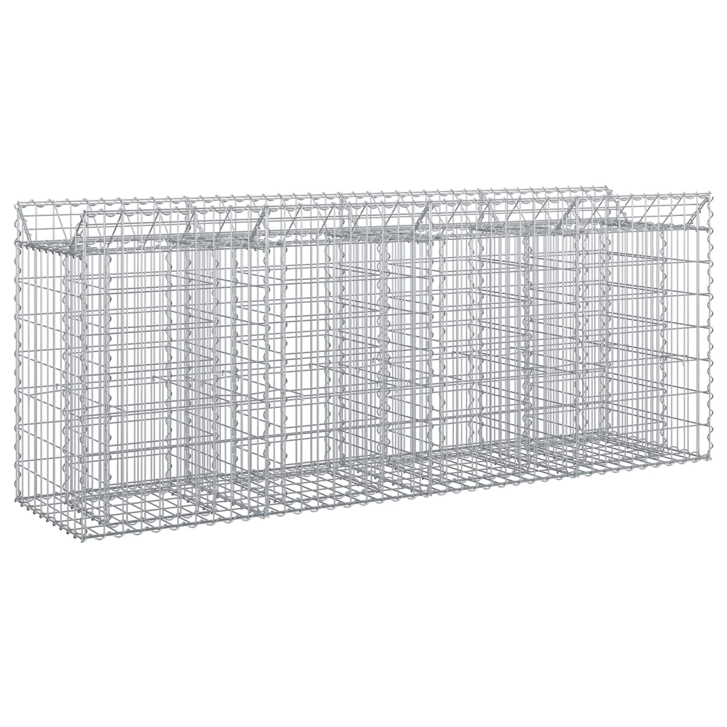 vidaXL Ανασηκωμένο κρεβάτι gabion 2 τμχ. 200 x 50 x 80 εκ Ασημί