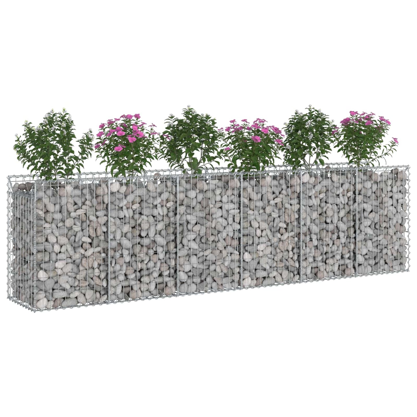 vidaXL Ανασηκωμένο κρεβάτι gabion 2 τμχ. 300 x 50 x 80 εκ Ασημί