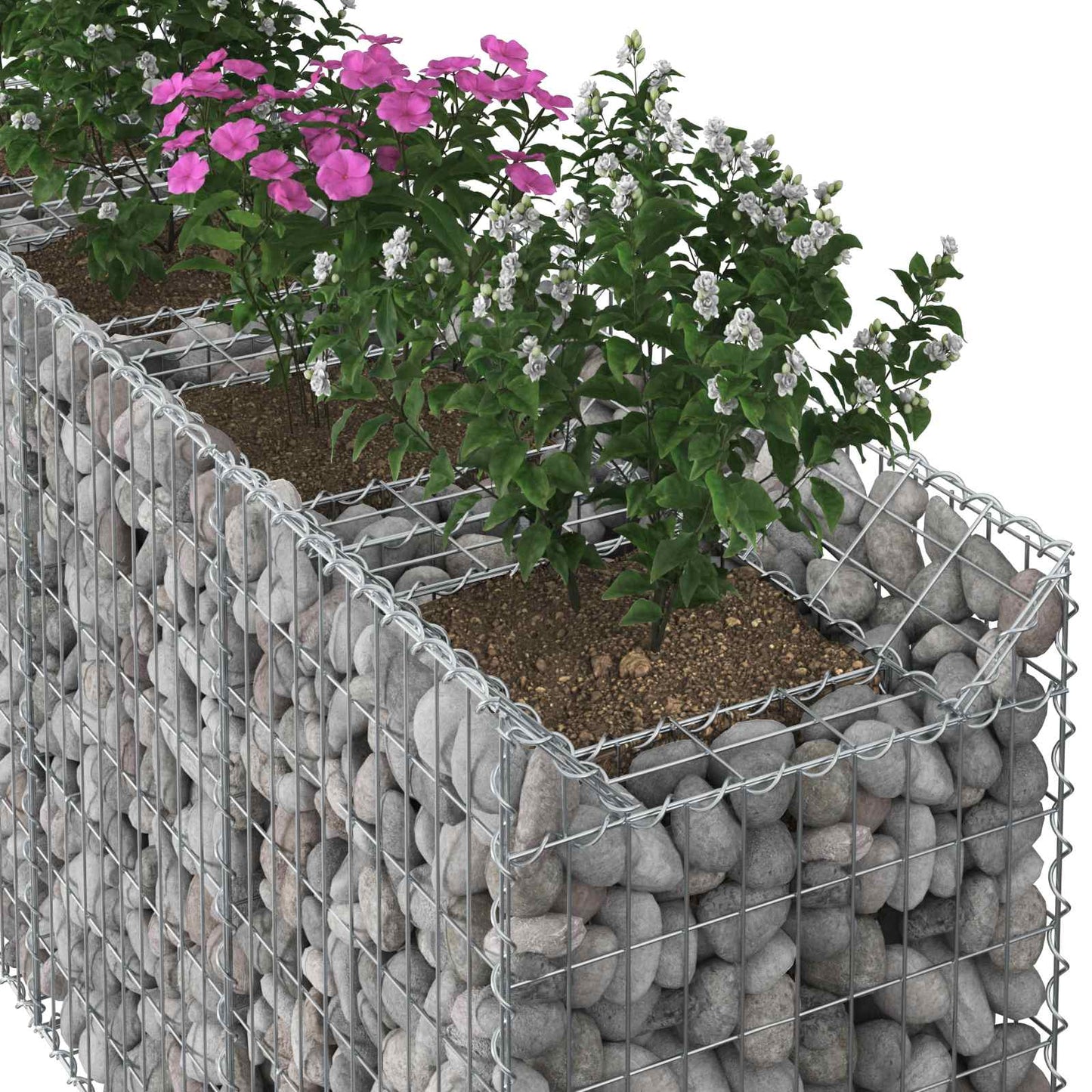 vidaXL Ανασηκωμένο κρεβάτι gabion 3 τμχ. 400 x 50 x 80 εκ Ασημί