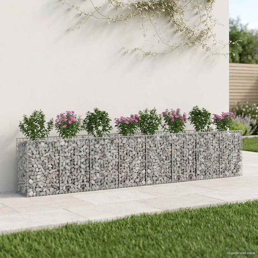 vidaXL Ανασηκωμένο κρεβάτι gabion 3 τμχ. 400 x 50 x 80 εκ Ασημί