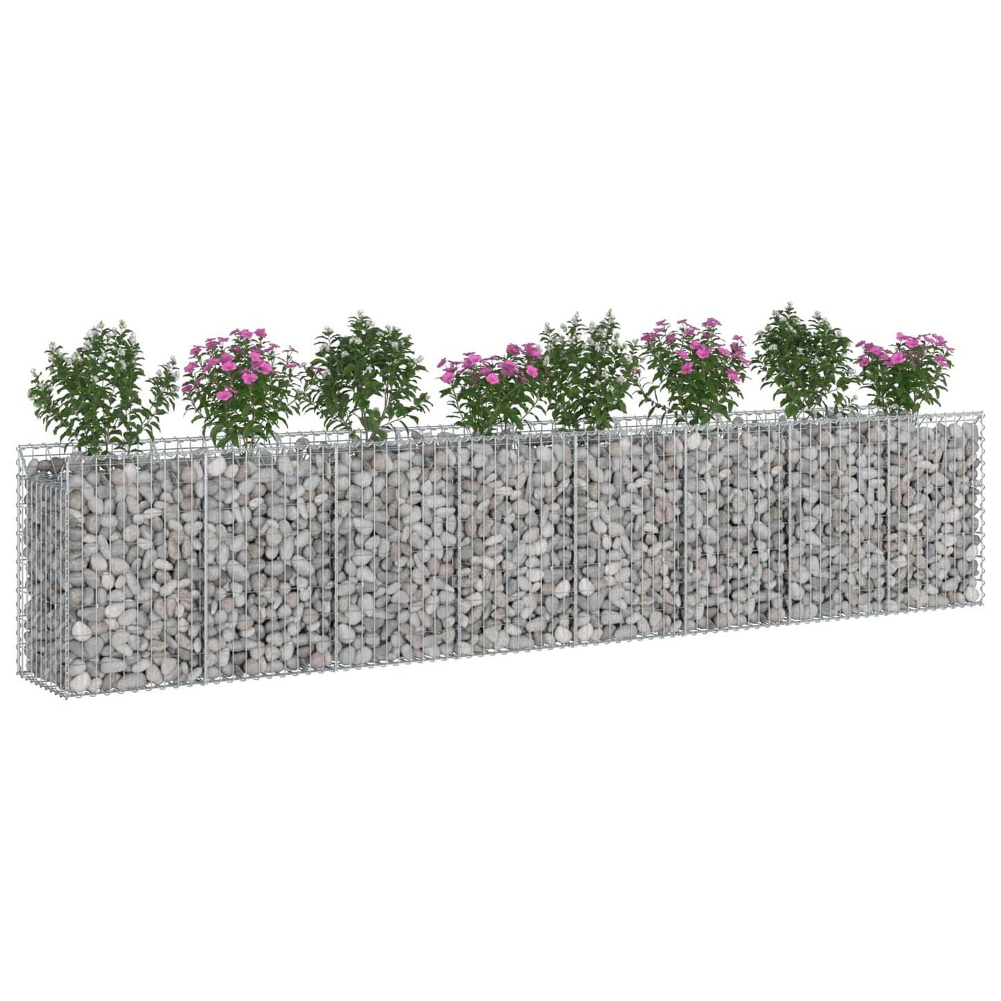 vidaXL Ανασηκωμένο κρεβάτι gabion 3 τμχ. 400 x 50 x 80 εκ Ασημί