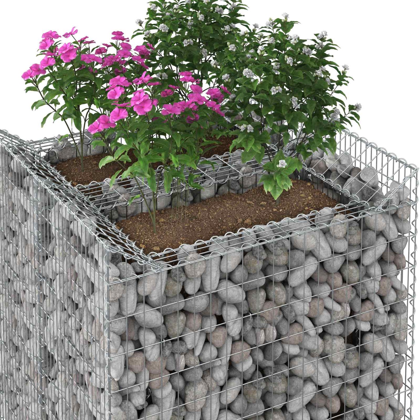 vidaXL Ανασηκωμένο κρεβάτι gabion 2 τμχ. 100 x 100 x 100 cm Ασημί