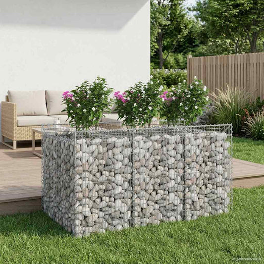 vidaXL Ανασηκωμένο κρεβάτι gabion 2 τμχ. 150 x 100 x 100 cm Ασημί