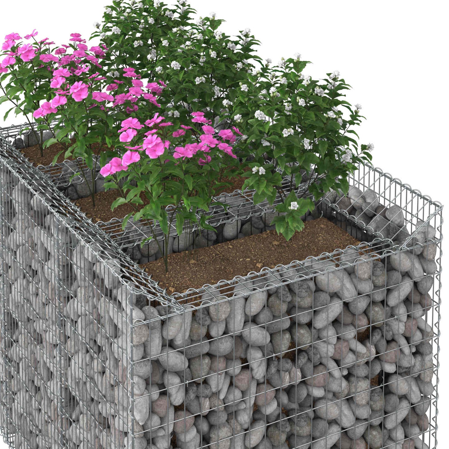 vidaXL Ανασηκωμένο κρεβάτι gabion 2 τμχ. 150 x 100 x 100 cm Ασημί