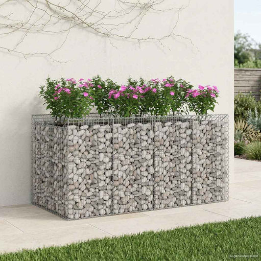 vidaXL Ανασηκωμένο κρεβάτι gabion 2 τμχ. 200 x 100 x 100 cm Ασημί