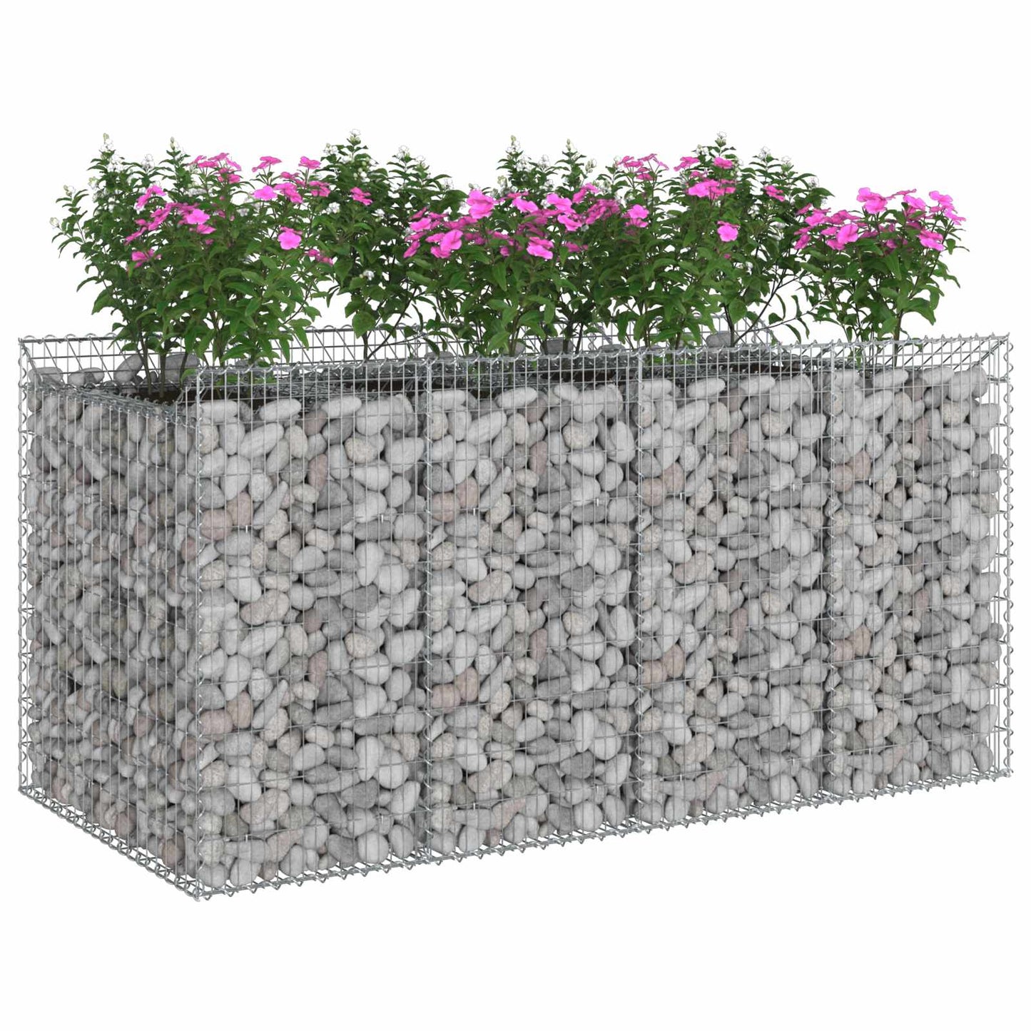 vidaXL Ανασηκωμένο κρεβάτι gabion 2 τμχ. 200 x 100 x 100 cm Ασημί