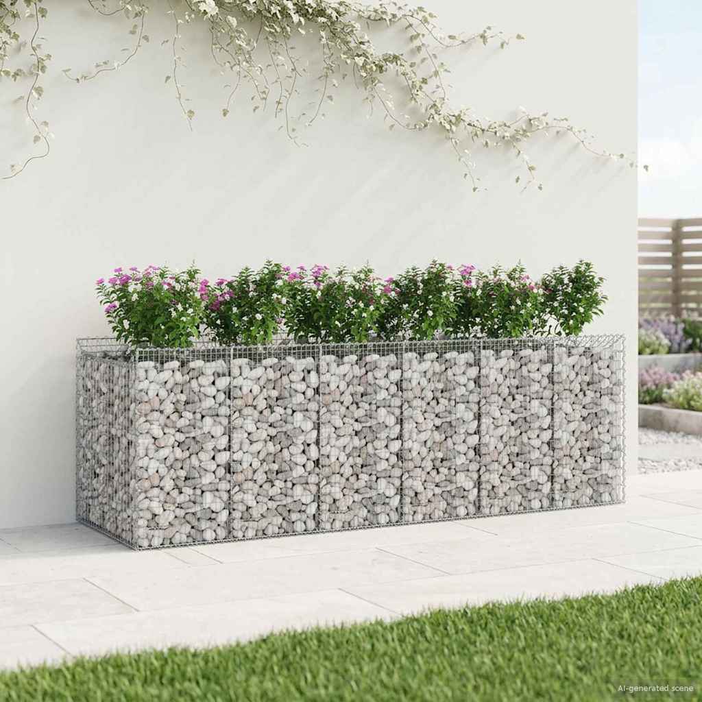 vidaXL Ανασηκωμένο κρεβάτι gabion 3 τμχ. 300 x 100 x 100 cm Ασημί