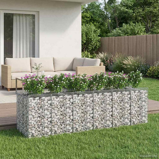 vidaXL Ανασηκωμένο κρεβάτι gabion 3 τμχ. 300 x 100 x 100 cm Ασημί