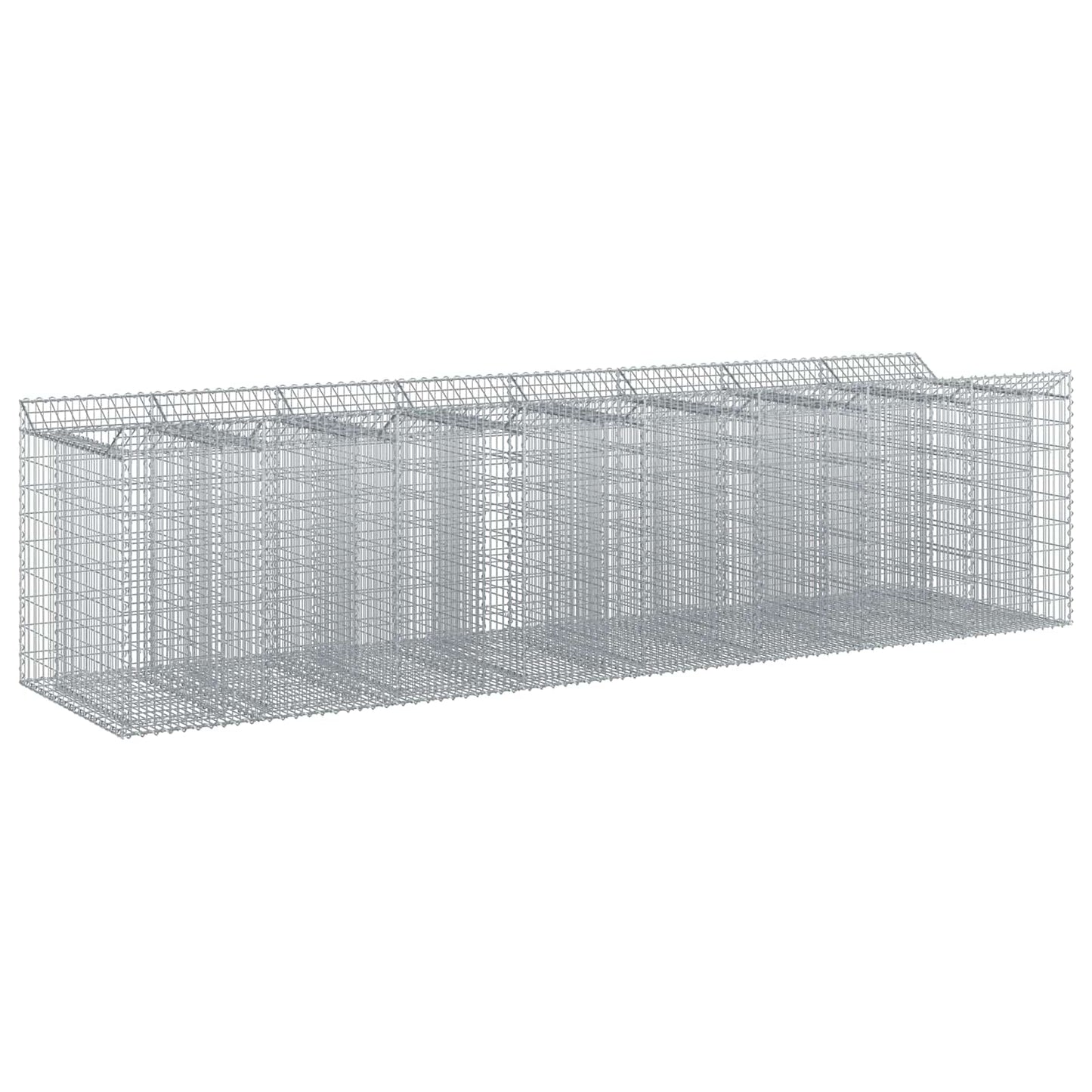 vidaXL Ανασηκωμένο κρεβάτι gabion 4 τμχ. 400 x 100 x 100 cm Ασημί