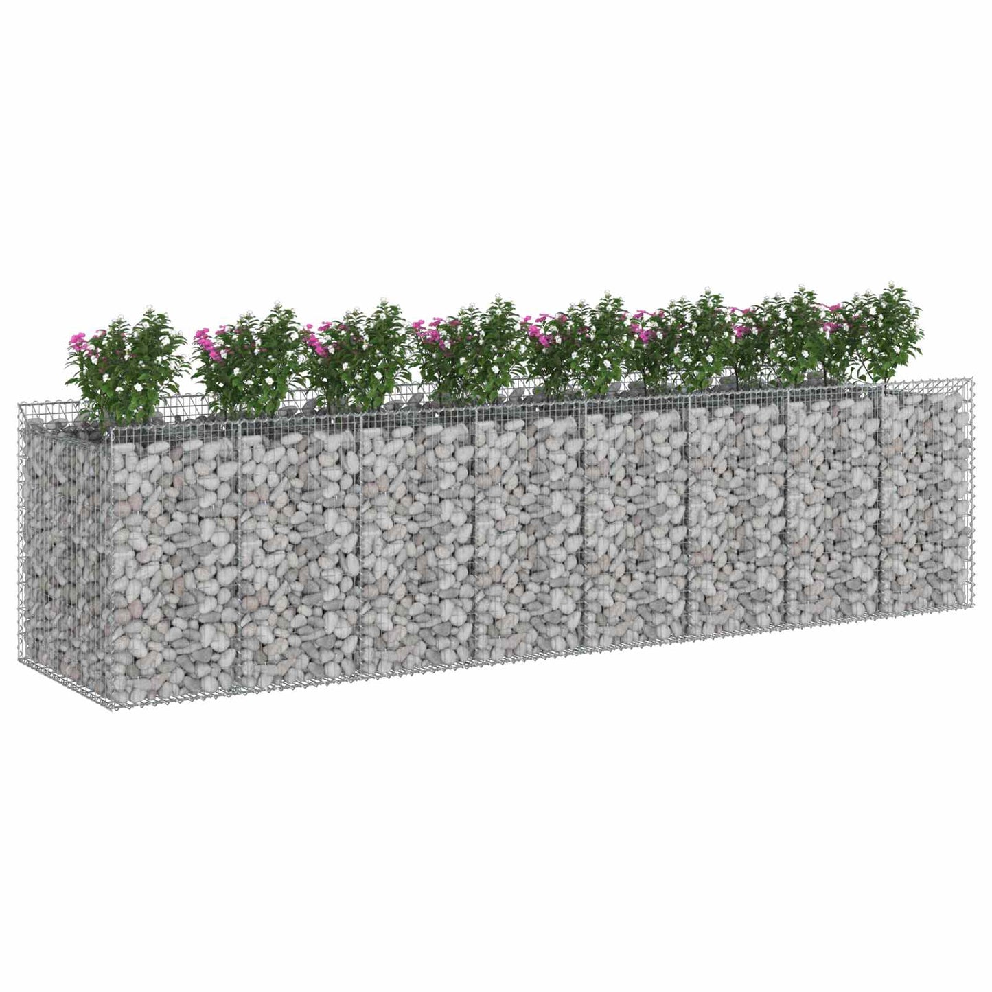 vidaXL Ανασηκωμένο κρεβάτι gabion 4 τμχ. 400 x 100 x 100 cm Ασημί