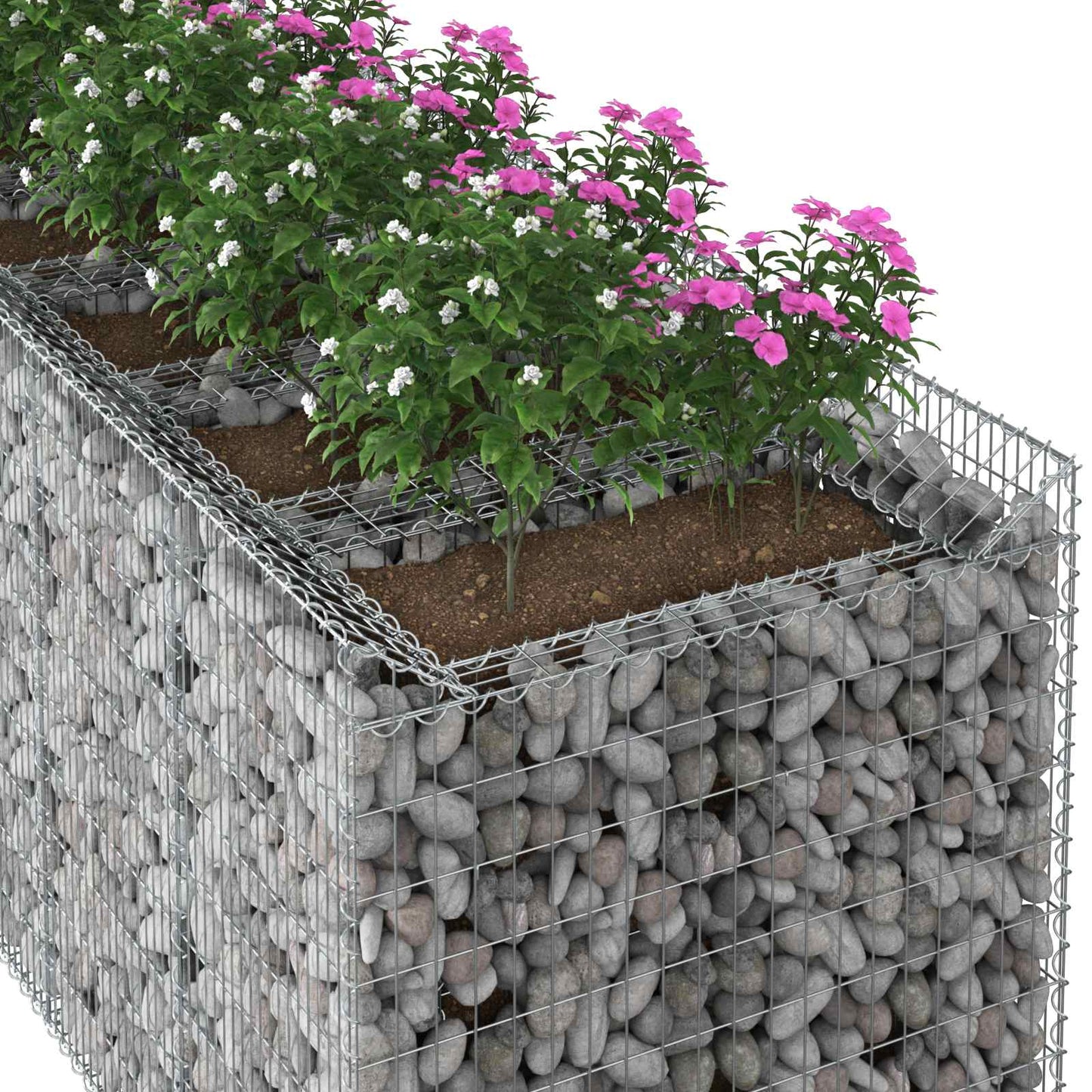 vidaXL Ανασηκωμένο κρεβάτι gabion 4 τμχ. 400 x 100 x 100 cm Ασημί
