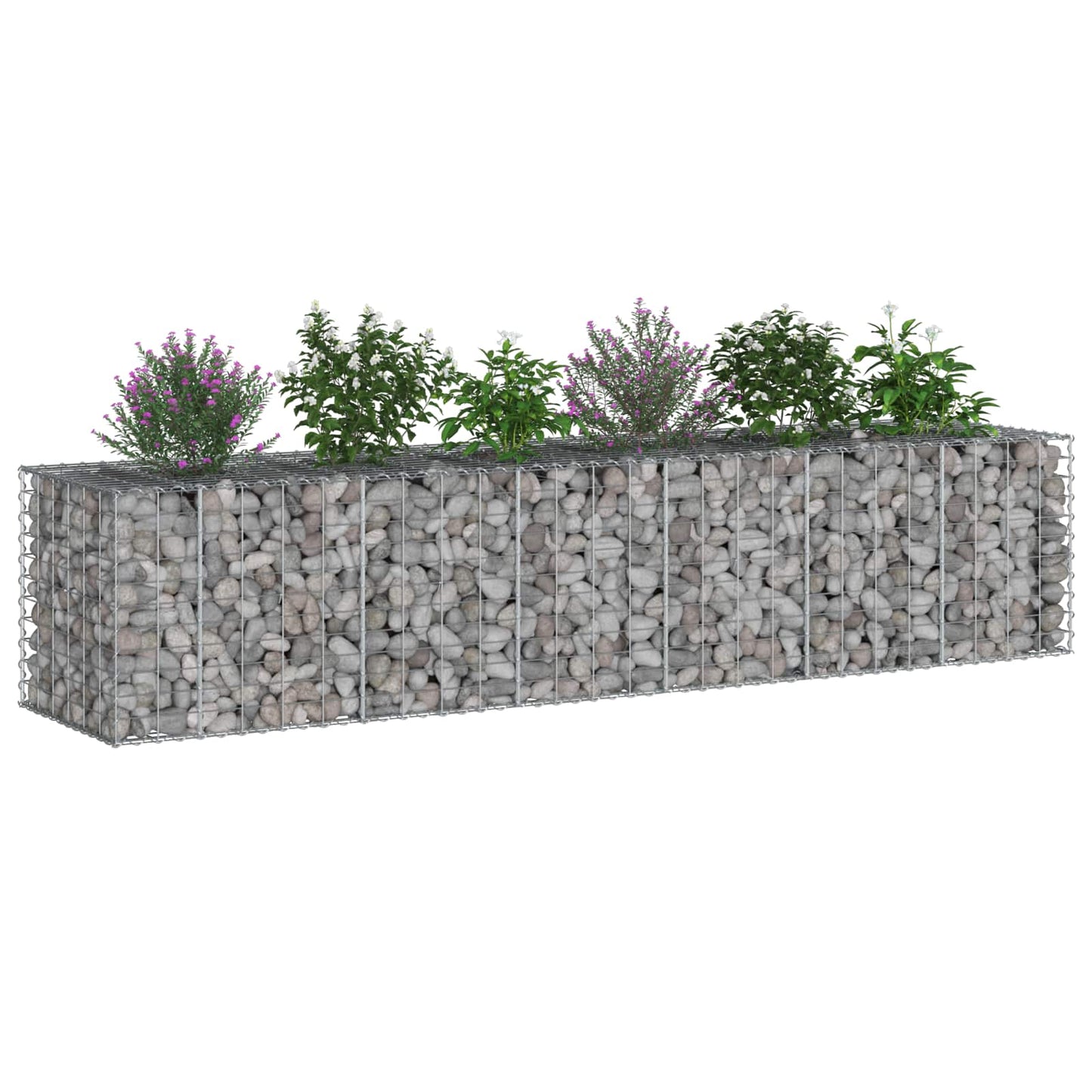 vidaXL Ανασηκωμένο κρεβάτι gabion 2 τμχ. 260 x 60 x 55 εκ Ασημί