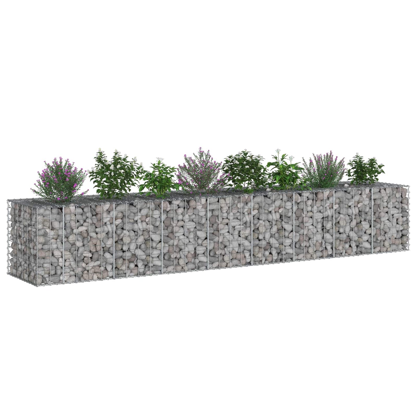 vidaXL Ανασηκωμένο κρεβάτι gabion 2 τμχ. 340 x 60 x 55 εκ Ασημί