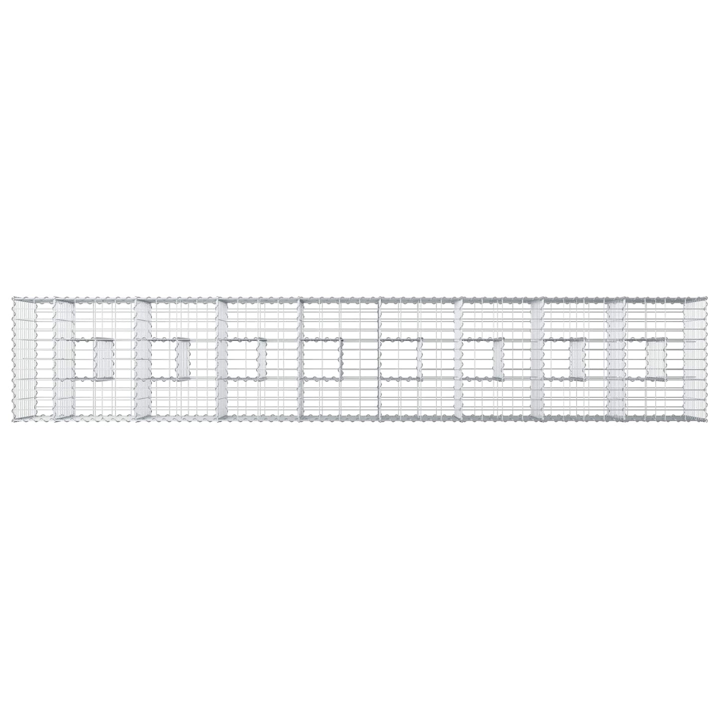 vidaXL Ανασηκωμένο κρεβάτι gabion 2 τμχ. 340 x 60 x 55 εκ Ασημί