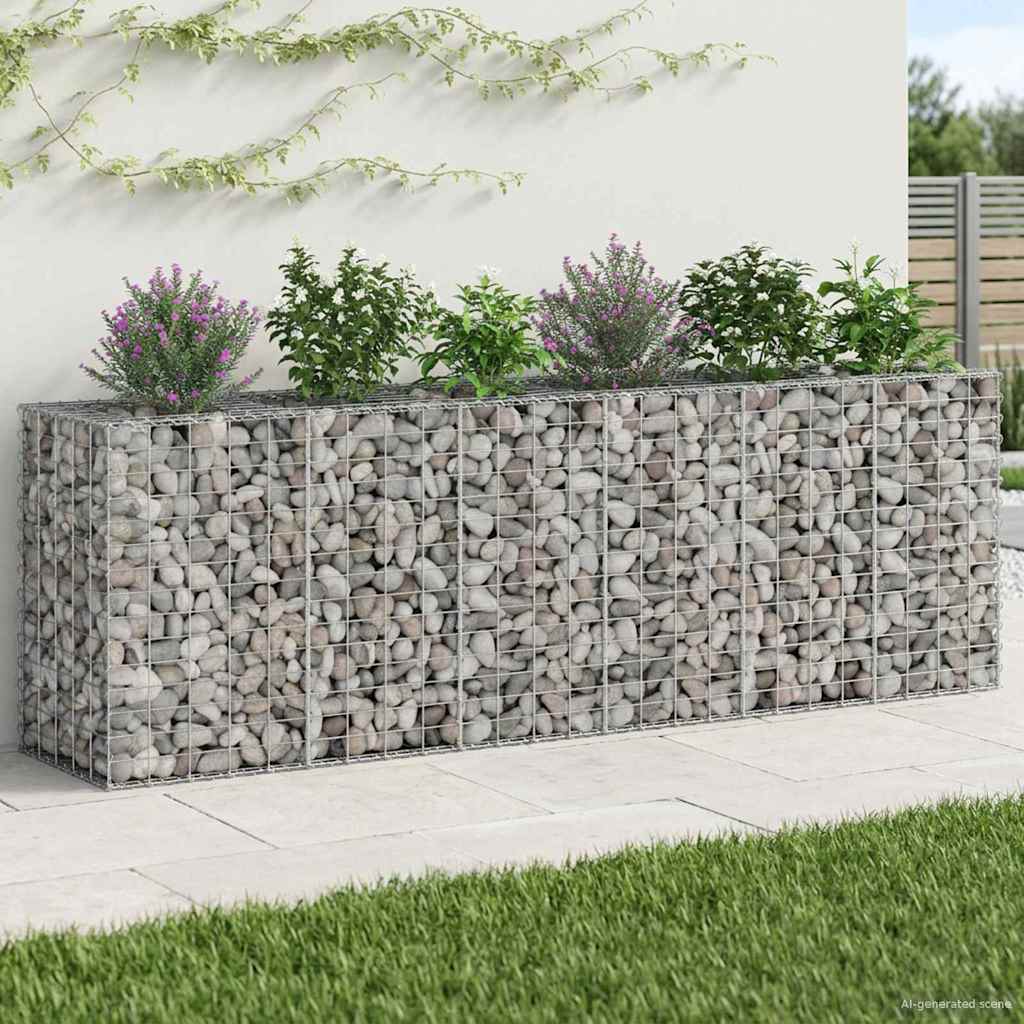 vidaXL Ανασηκωμένο κρεβάτι gabion 2 τμχ. 250 x 50 x 80 εκ Ασημί