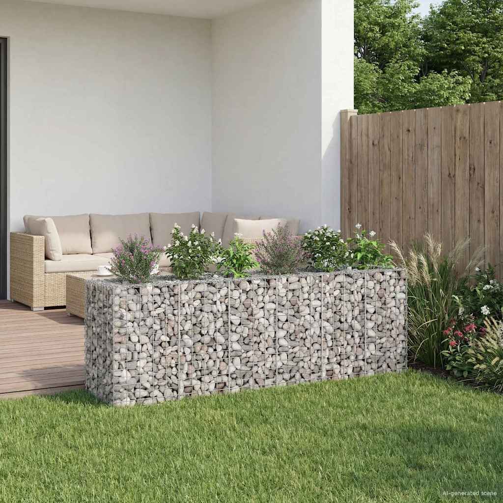 vidaXL Ανασηκωμένο κρεβάτι gabion 2 τμχ. 250 x 50 x 80 εκ Ασημί