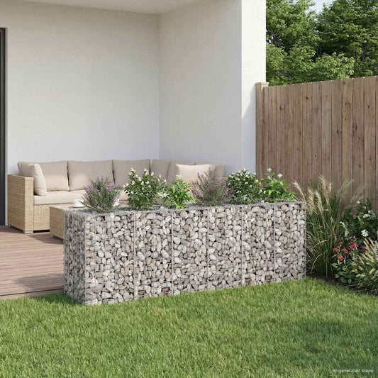 vidaXL Ανασηκωμένο κρεβάτι gabion 2 τμχ. 250 x 50 x 80 εκ Ασημί