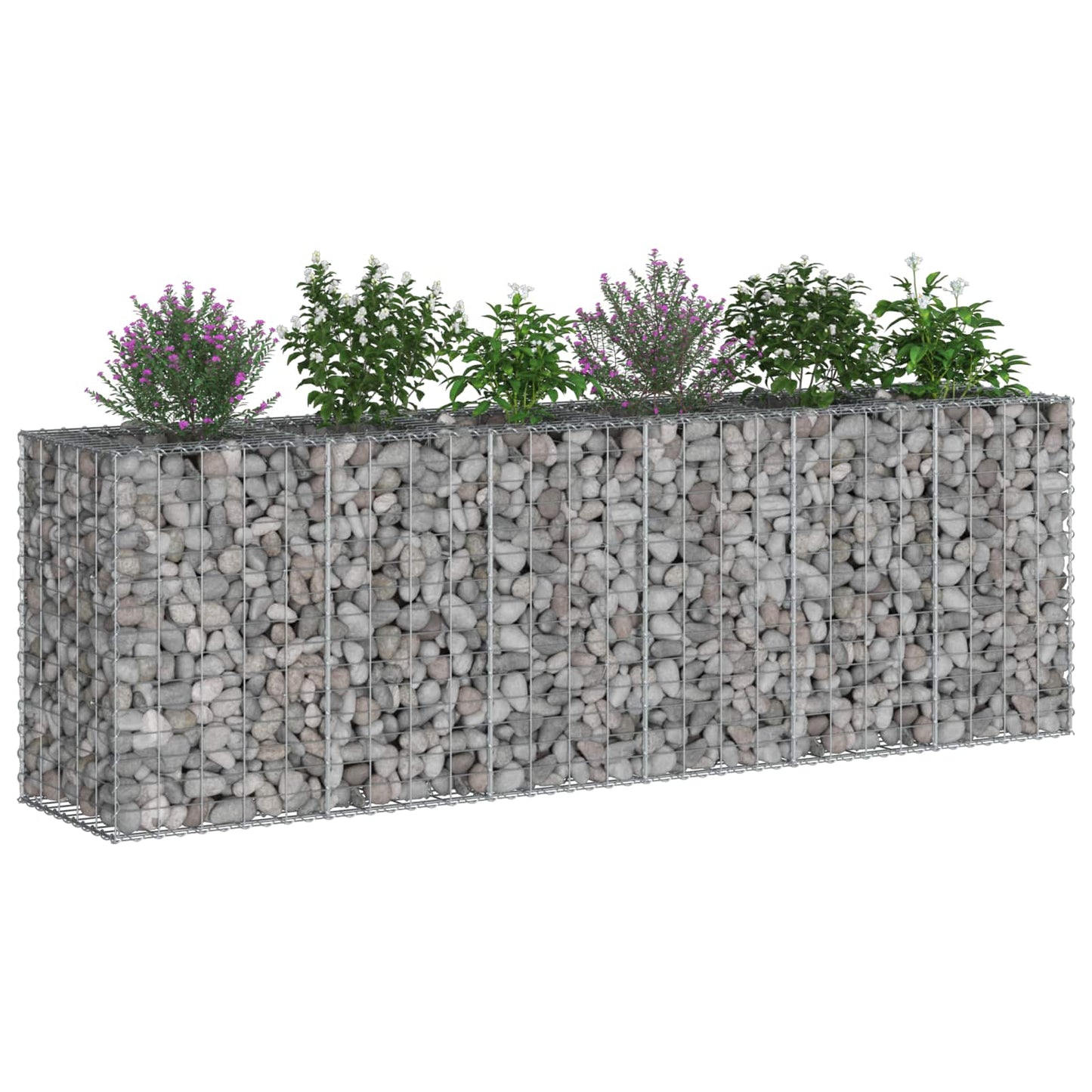 vidaXL Ανασηκωμένο κρεβάτι gabion 2 τμχ. 250 x 50 x 80 εκ Ασημί