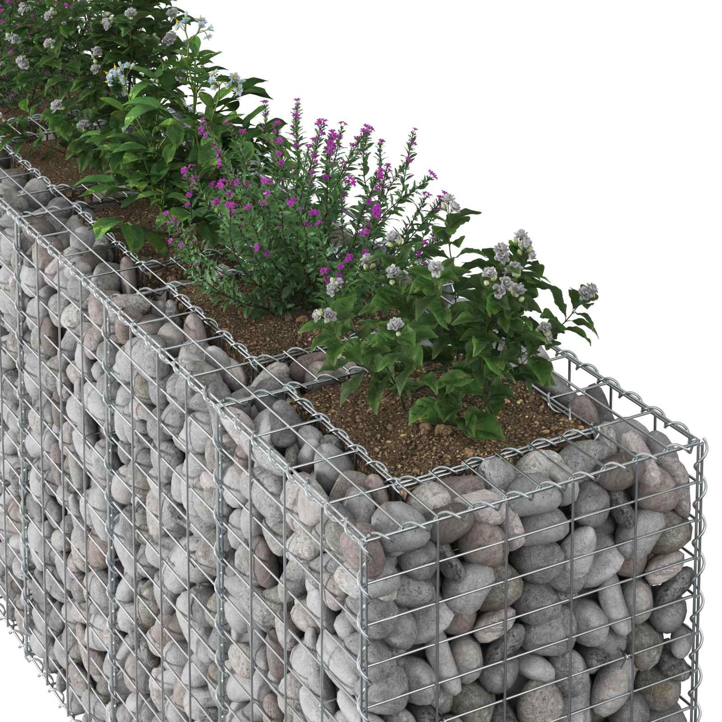 vidaXL Ανασηκωμένο κρεβάτι gabion 2 τμχ. 250 x 50 x 80 εκ Ασημί