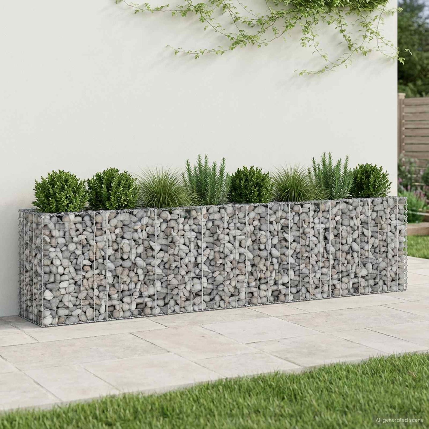 vidaXL Ανασηκωμένο κρεβάτι gabion 2 τμχ. 330 x 50 x 80 εκ Ασημί