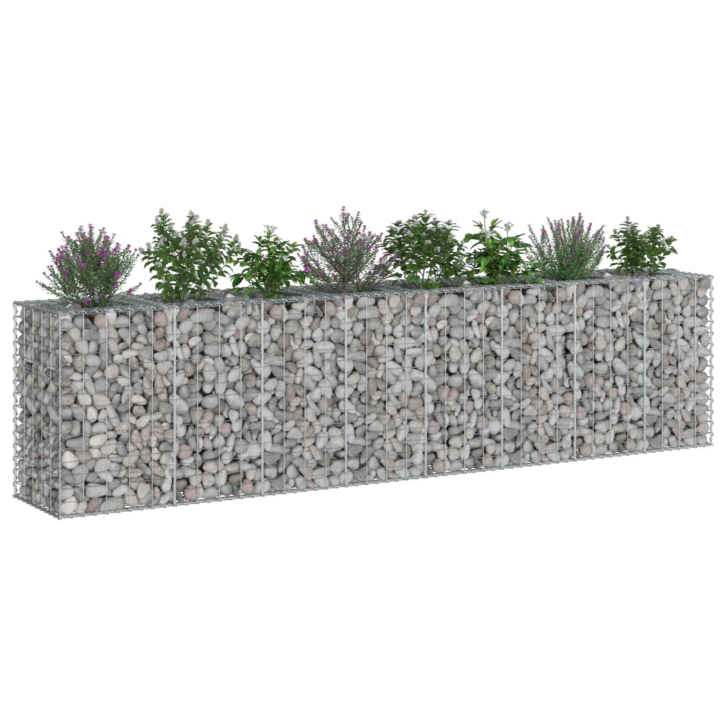 vidaXL Ανασηκωμένο κρεβάτι gabion 2 τμχ. 330 x 50 x 80 εκ Ασημί