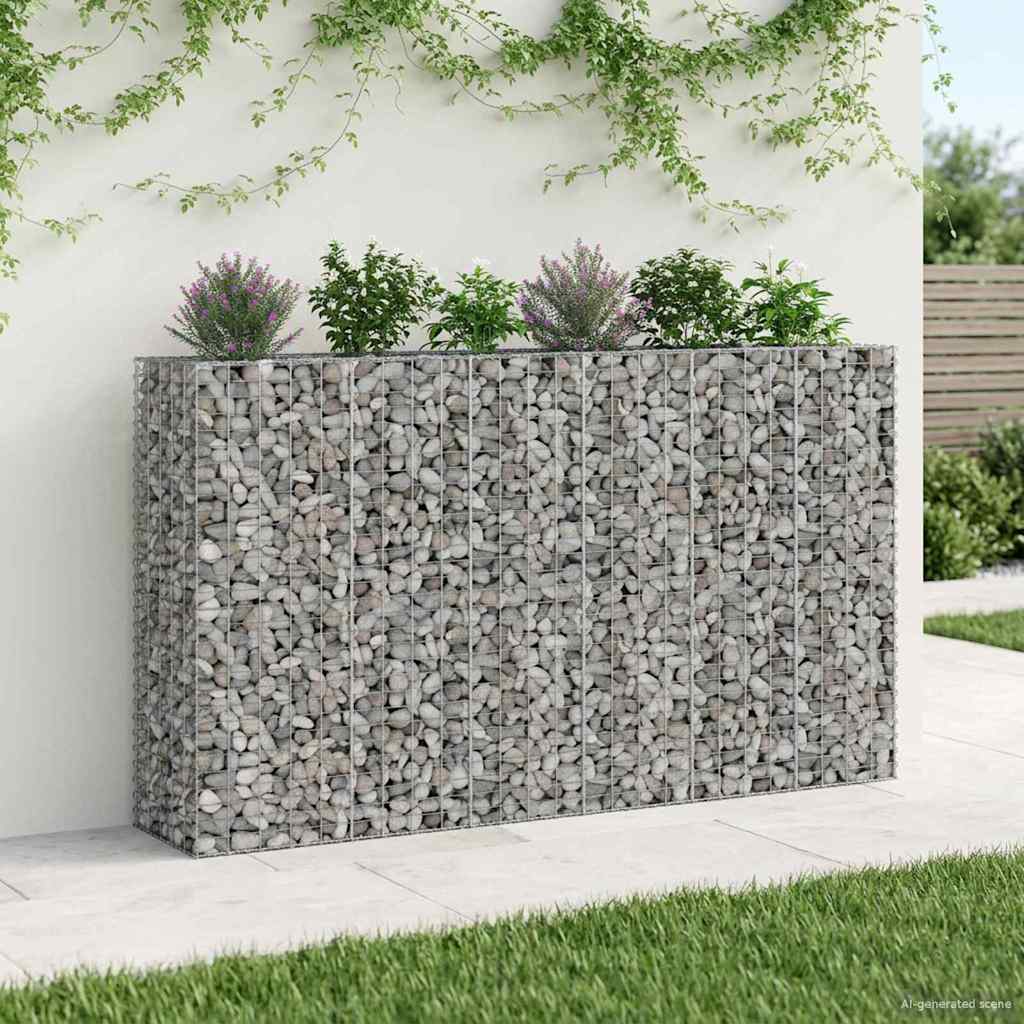 vidaXL Ανασηκωμένο κρεβάτι gabion 3 τμχ. 250 x 50 x 150 εκ Ασημί