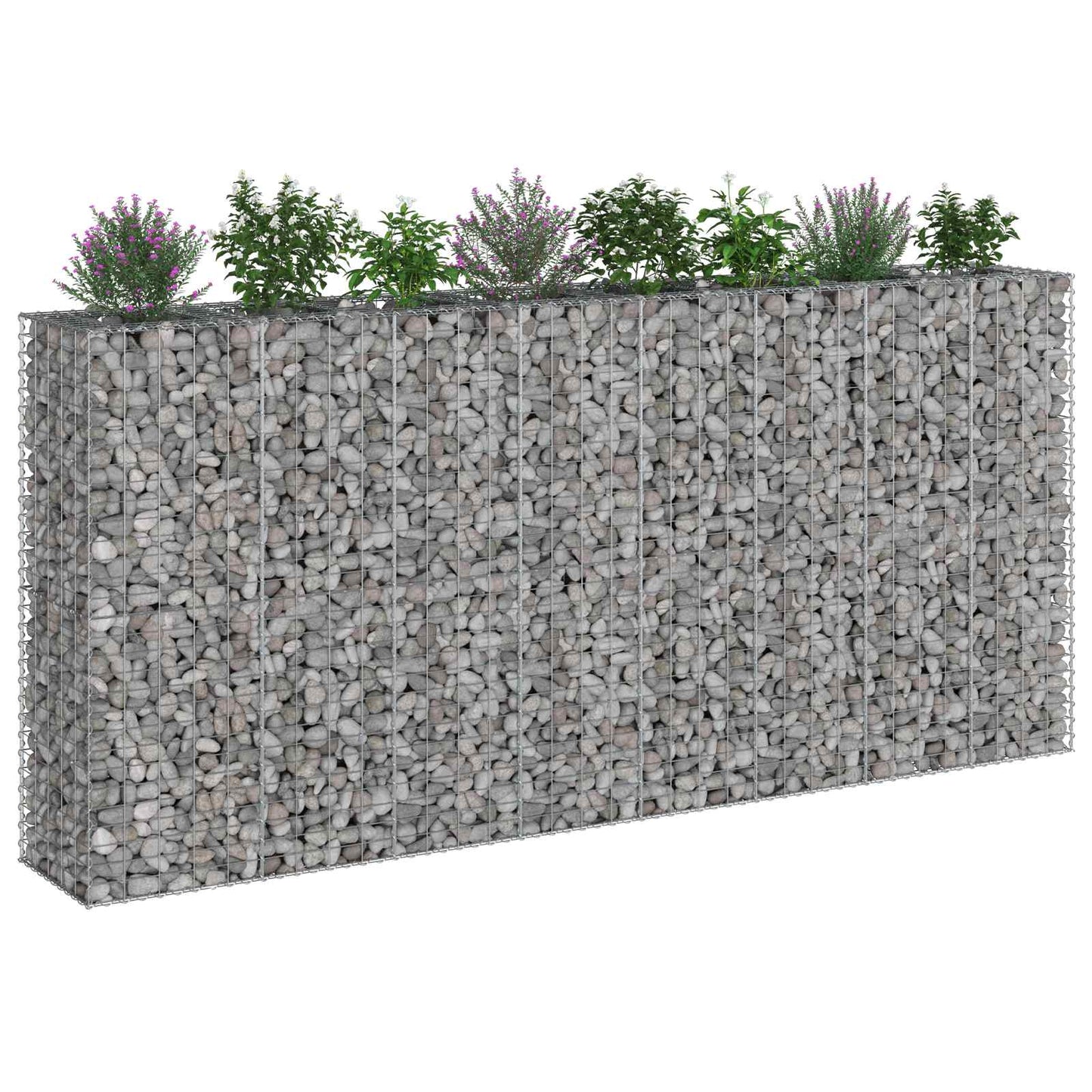 vidaXL Ανασηκωμένο κρεβάτι gabion 4 τμχ. 330 x 50 x 150 εκ Ασημί