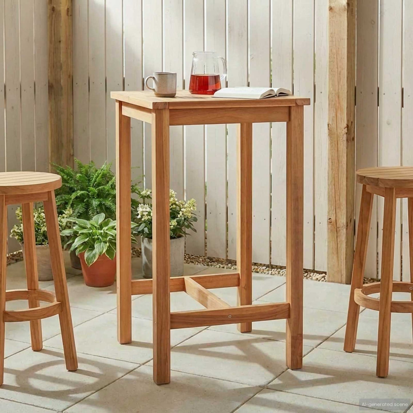 vidaXL Τραπέζι μπαρ Φυσικό 60 x 60 x 105 cm Στερεό Τίκ