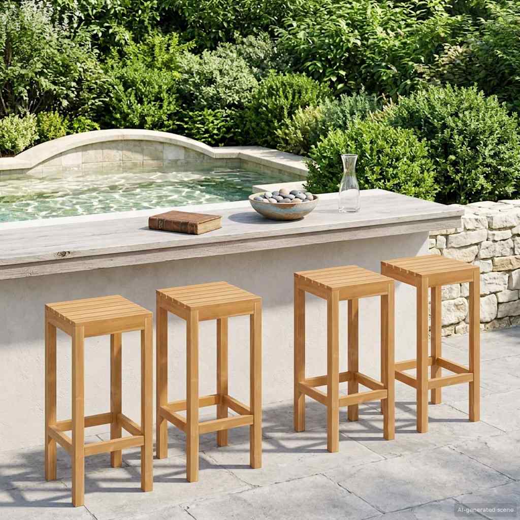 vidaXL Μπαρ σκαμπό 4 pcs Φυσικό Στερεό Ξύλο Τίκ