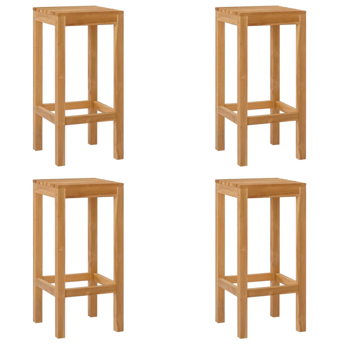 vidaXL Μπαρ σκαμπό 4 pcs Φυσικό Στερεό Ξύλο Τίκ