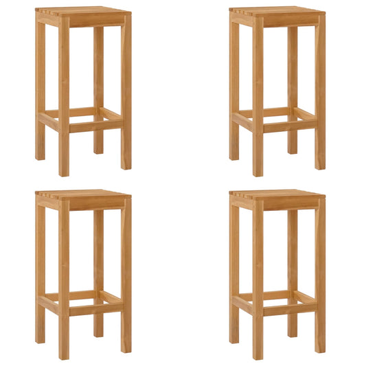 vidaXL Μπαρ σκαμπό 4 pcs Φυσικό Στερεό Ξύλο Τίκ
