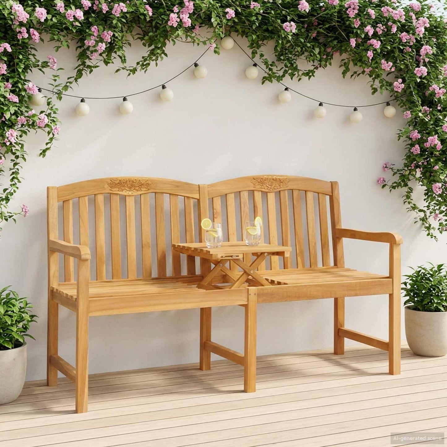 vidaXL Χειροποίητη Ροζ Παγκάκι Φυσικό 150,5 x 60 x 95 εκ
