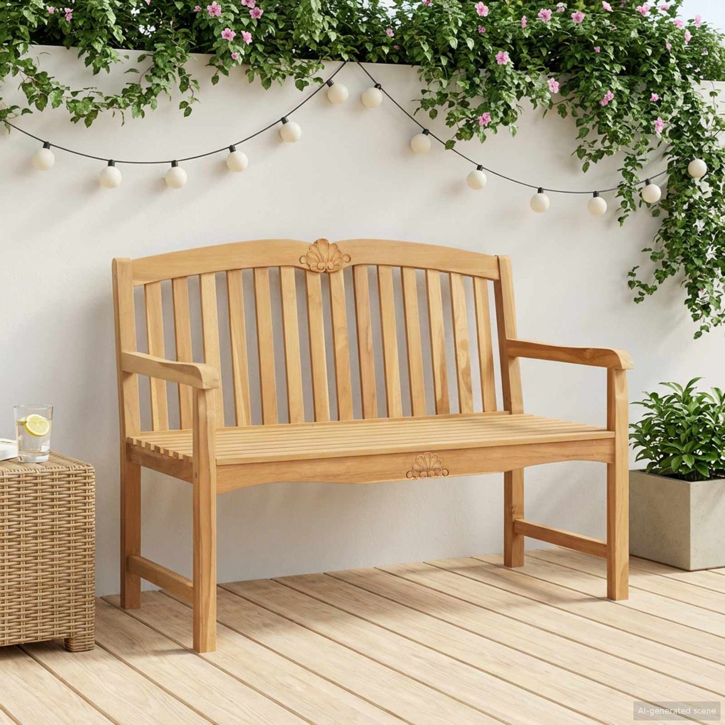vidaXL Χειροποίητη Ροζ Παγκάκι 114 x 60 x 95 εκ Στερεό Ξύλο Τίκ Φυσικό