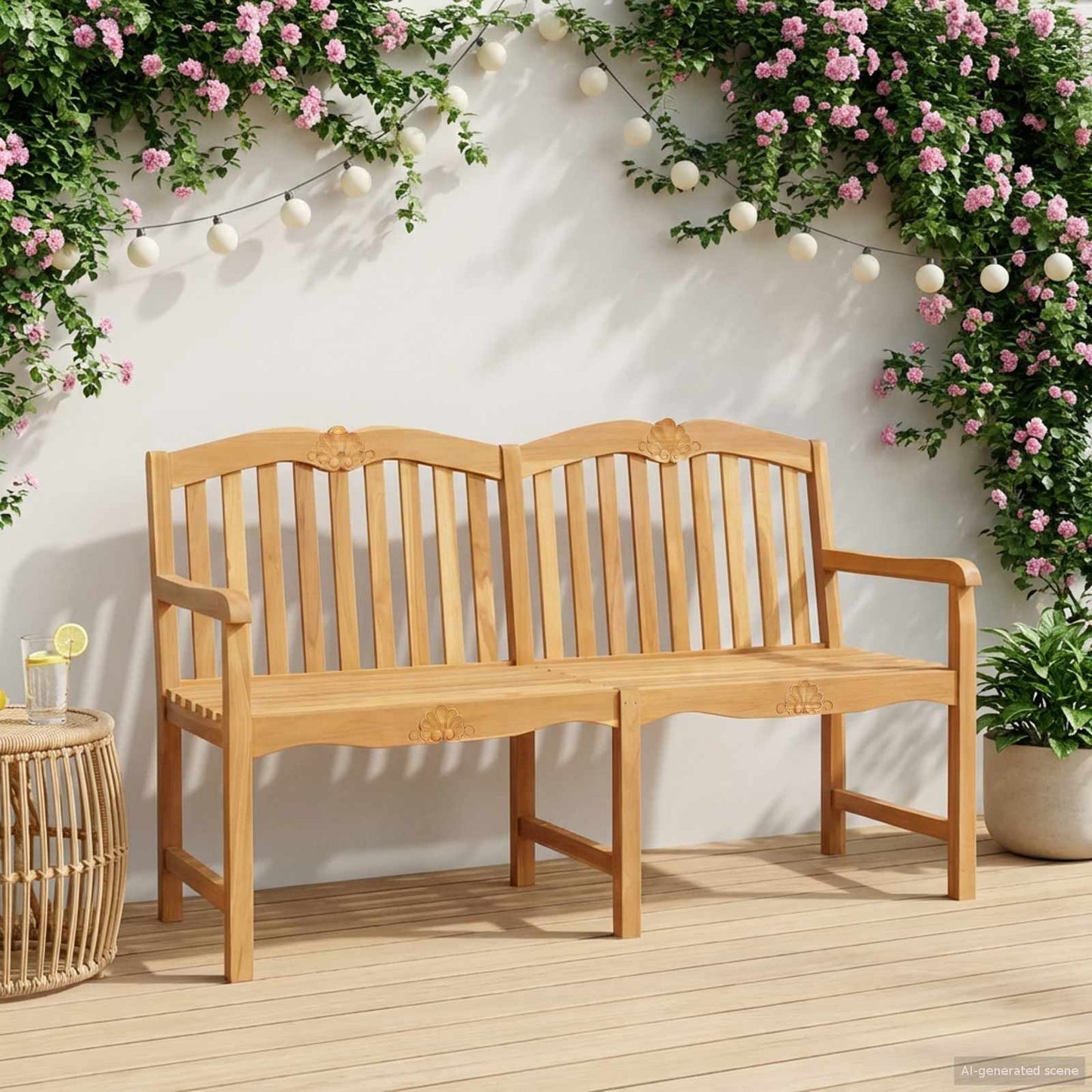 vidaXL Χειροποίητη Ροζ Παγκάκι Φυσικό 150 x 60,5 x 95 εκ