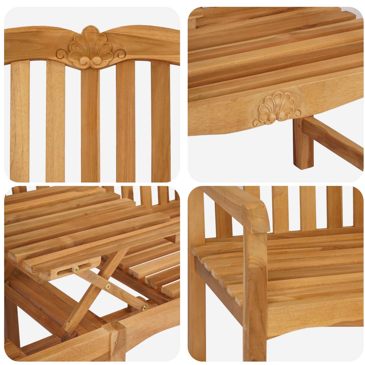 vidaXL Χειροποίητη Ροζ Παγκάκι Φυσικό 155 x 60 x 94 εκ Στερεό Ξύλο Τίκ