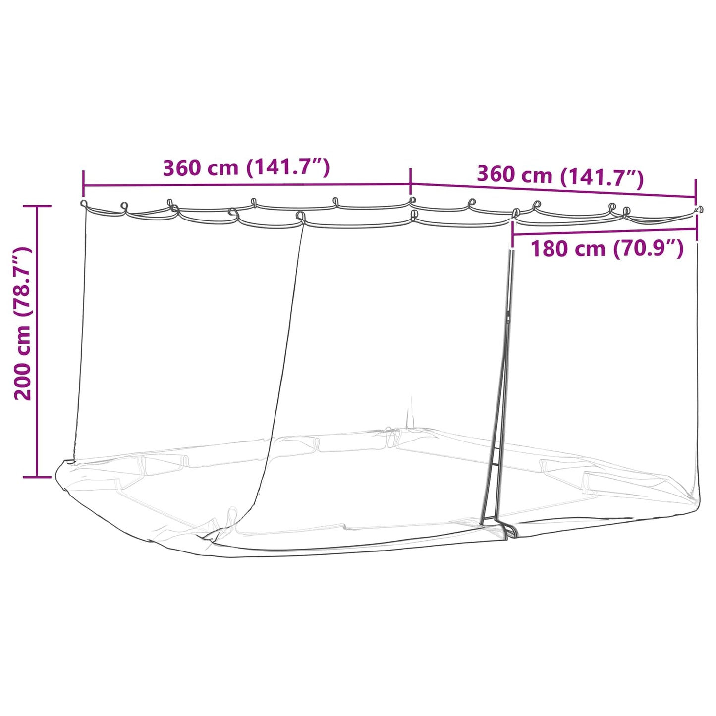 vidaXL Κουνούπι για Περίπτερο 220 mesh Λευκό 3,6 x 3,6 x 2 εκ.