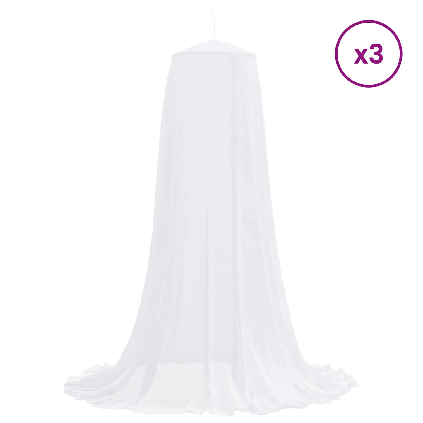 vidaXL Κουνουπιέρα για κρεβάτι 156 πλέγμα 3 pcs Λευκό Πολυεστέρας