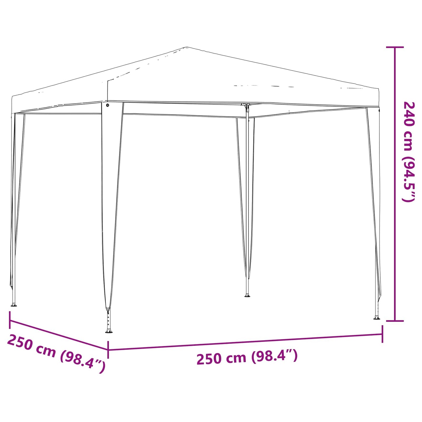 vidaXL Σκηνή Πάρτυ 250 x 250 x 240 εκ. Ανοιχτό γκρι