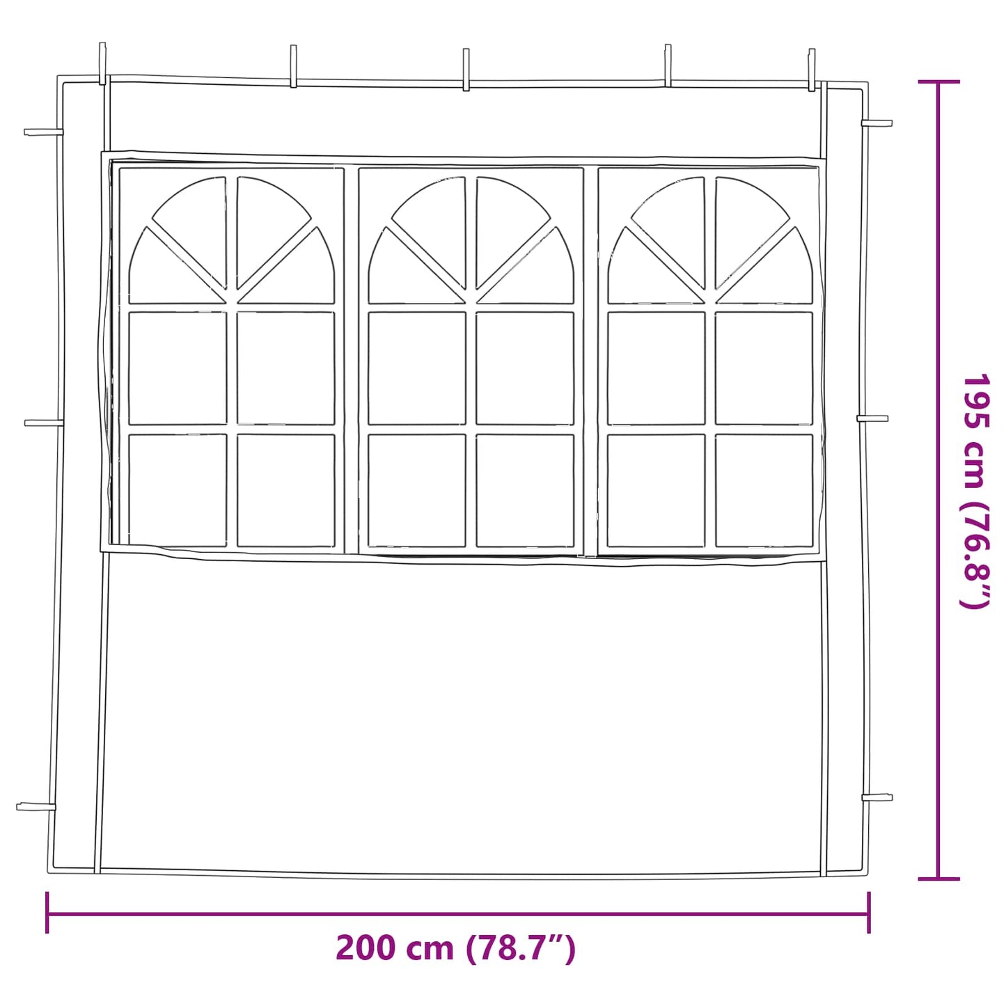 vidaXL Πλευρική Σκηνής Πάρτι 2 pcs 200 x 195 εκ. Ανοιχτό γκρι