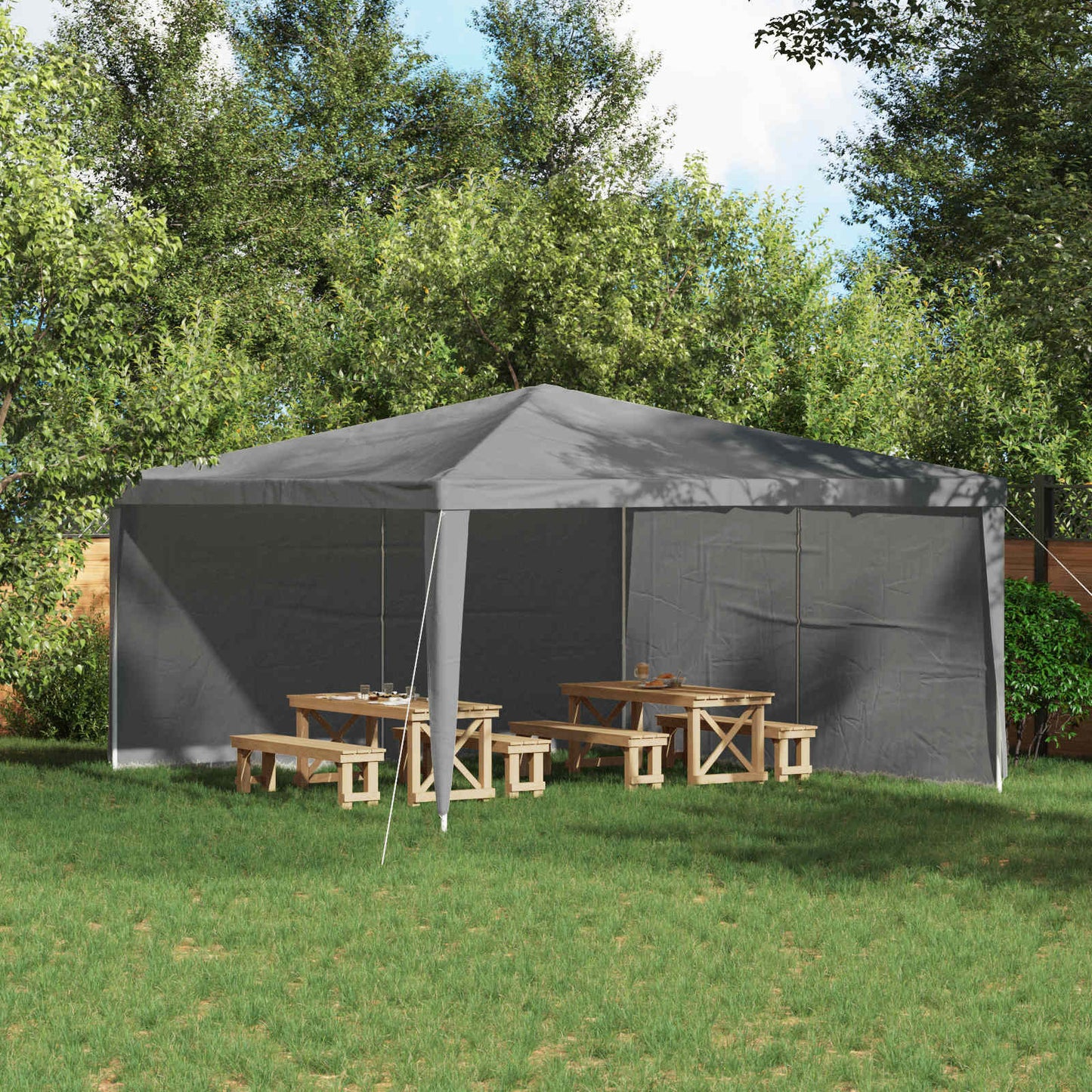 vidaXL Πλευρική Σκηνής Πάρτι 2 pcs Ανοιχτό γκρι 400 x 195 εκ.