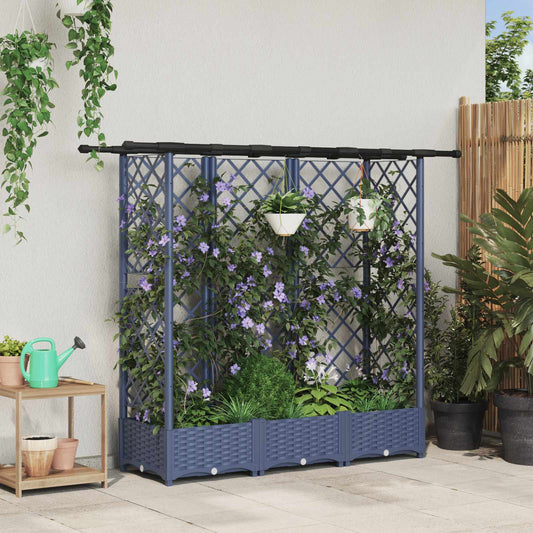 vidaXL Ανυψωμένο Κρεβάτι με Πέργκολα και Οροφή Γκρι 164 x 40 x 123 εκ.