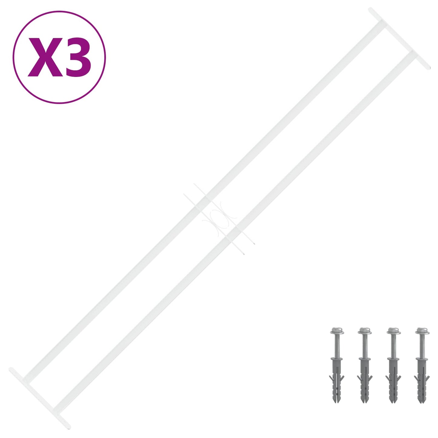 vidaXL Πλέγμα Ασφαλείας για Παράθυρα με 2 Διαγωνίους Σταυρούς 3 pcs
