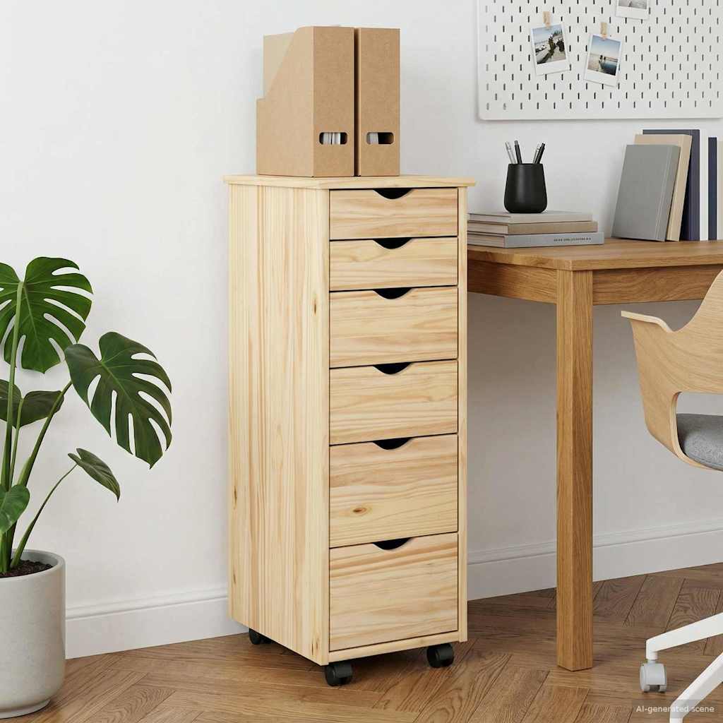 vidaXL Κινητό Ντουλάπι 34 x 39 x 93,5 εκ Στερεό ξύλο πεύκου Καφέ