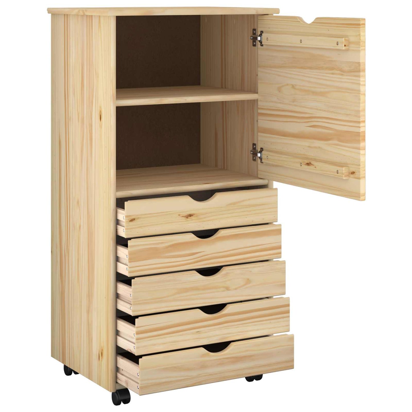 vidaXL Κινητό Ντουλάπι 53 x 39 x 103 cm Στερεό ξύλο πεύκου Καφέ
