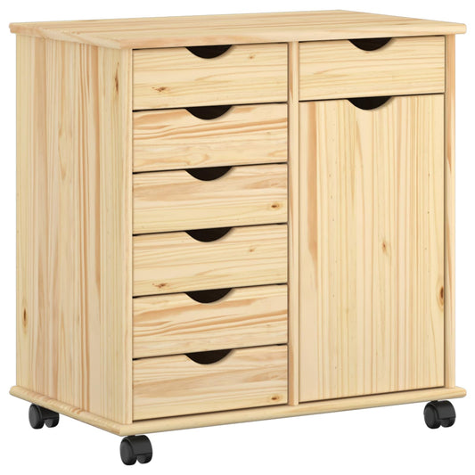 vidaXL Κινητό Ντουλάπι 63,5 x 39 x 65,5 εκ Στερεό ξύλο πεύκου Καφέ
